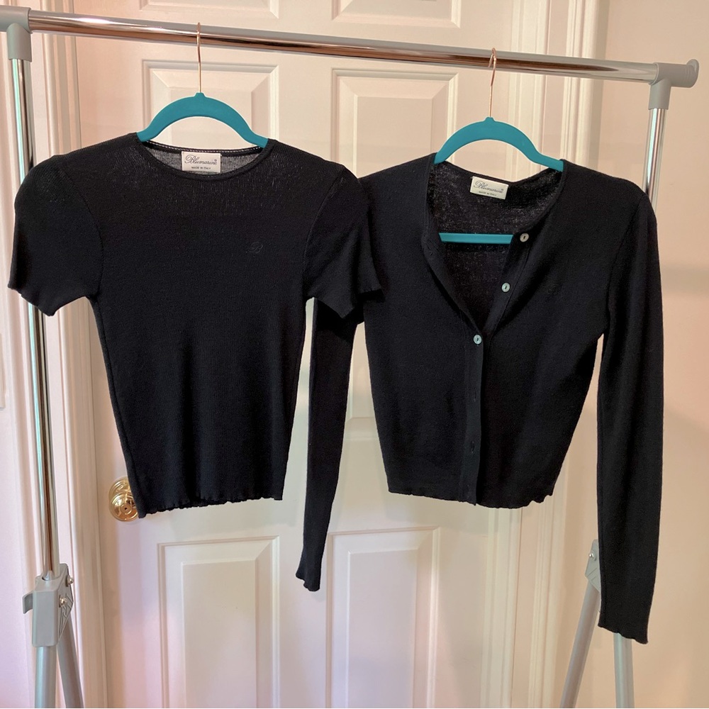 Blumarime twin set.  Navy blue.  Very lightweight wool.  Size S.